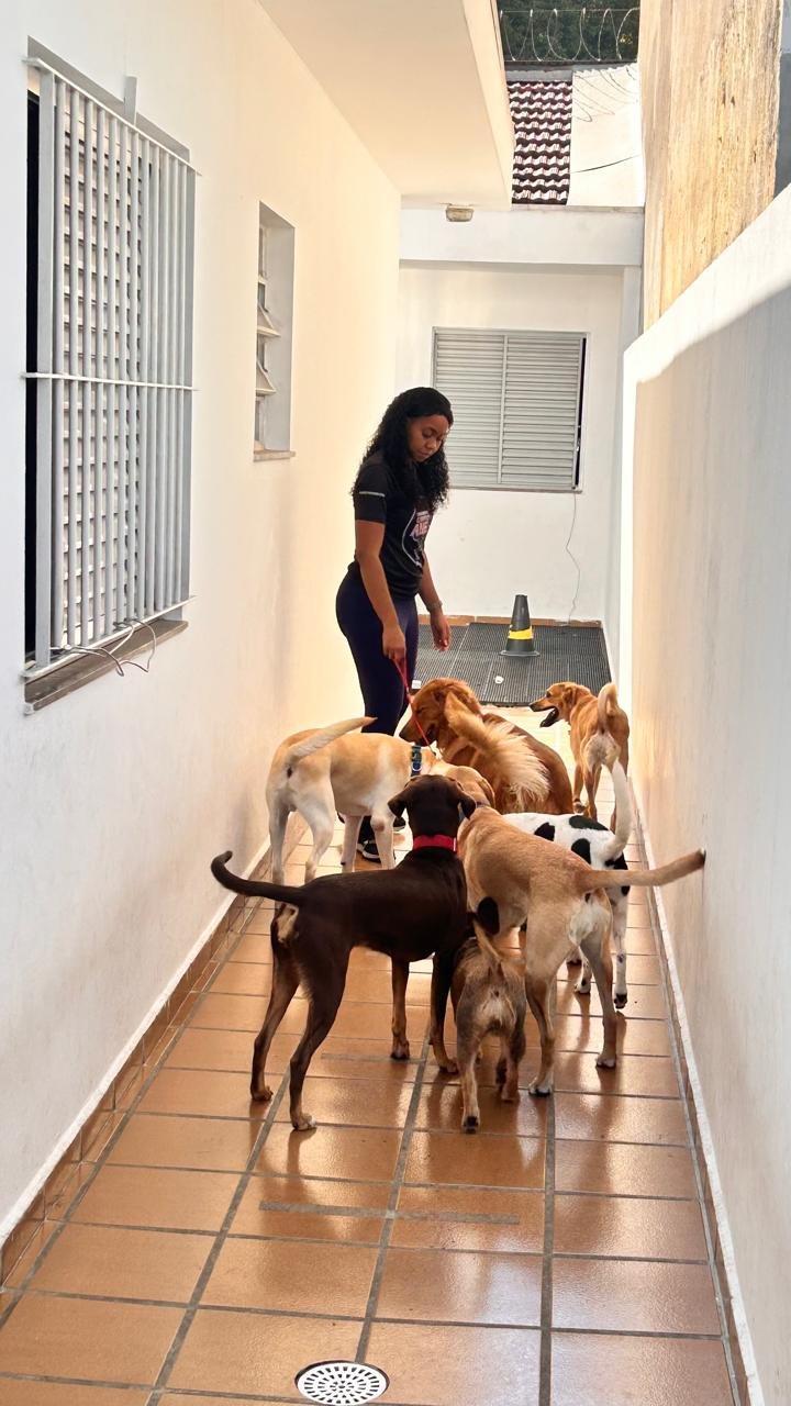 Ane treinando no corredor