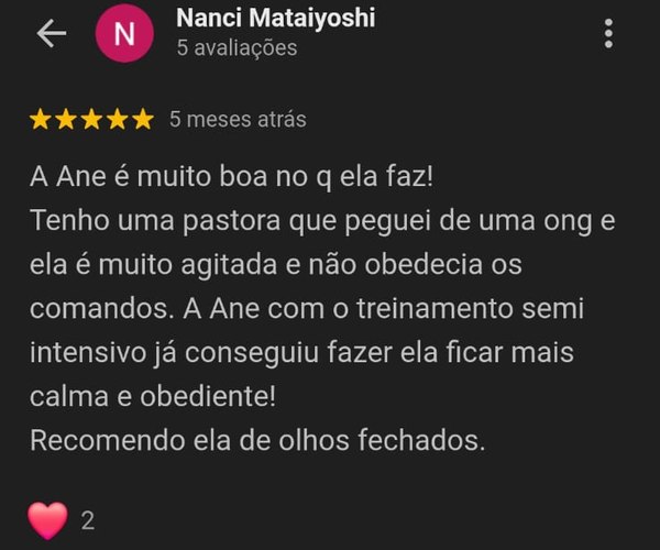 Avaliação Google - Nanci Mataiyoshi